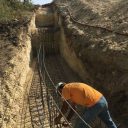 Cimentación armadura de muro de contención con zapata centrada