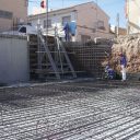 Cimentación losa y muros por bataches de sótano con ferralla